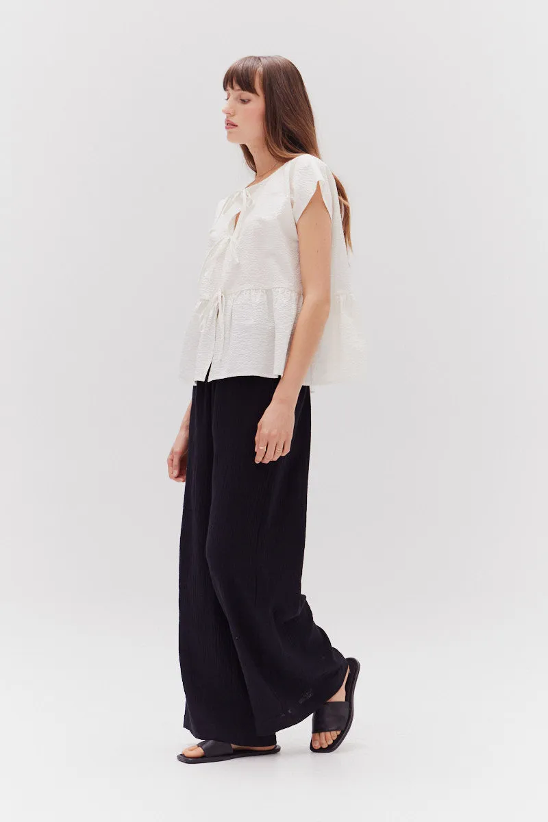 Tie Front Seersucker Top