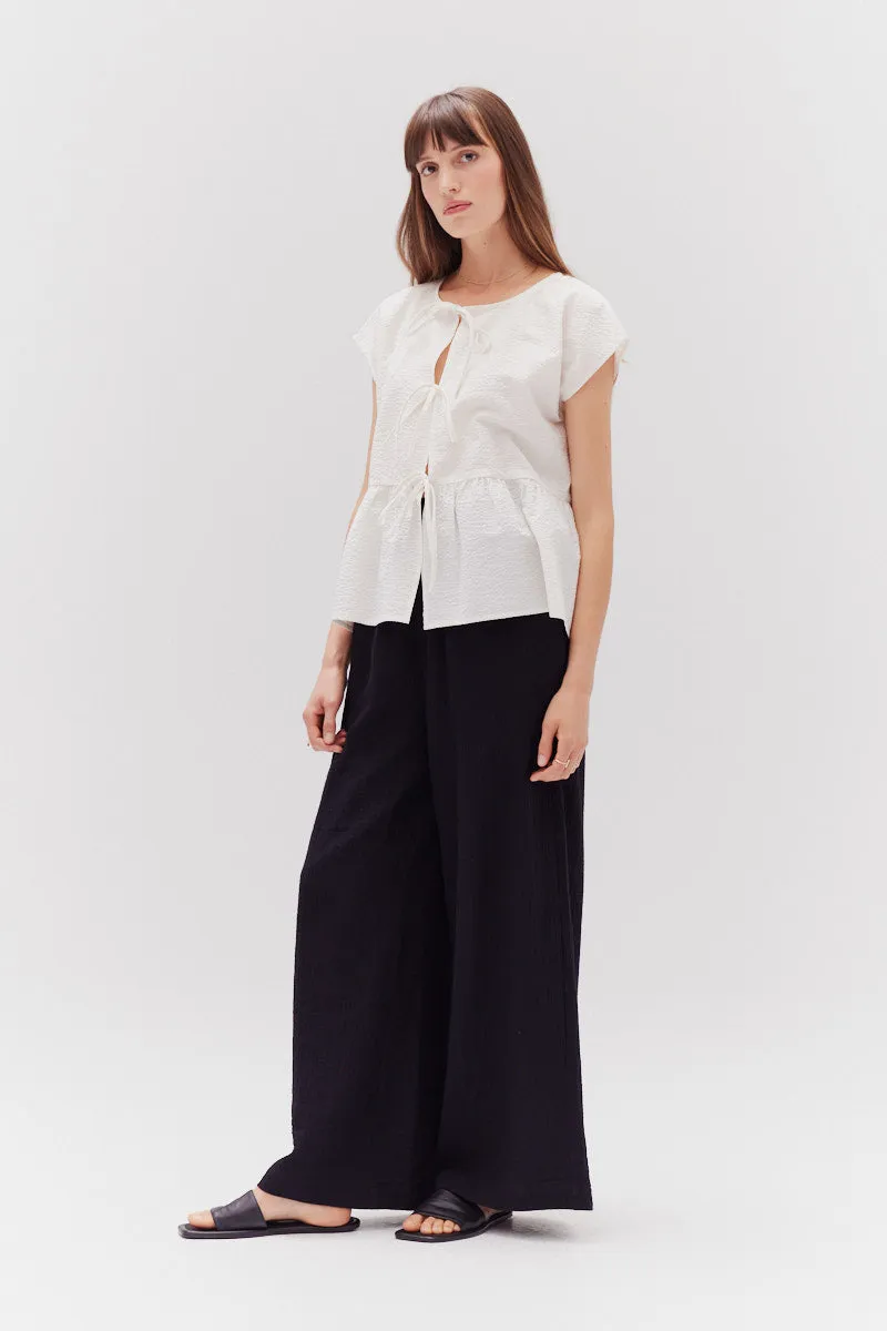 Tie Front Seersucker Top