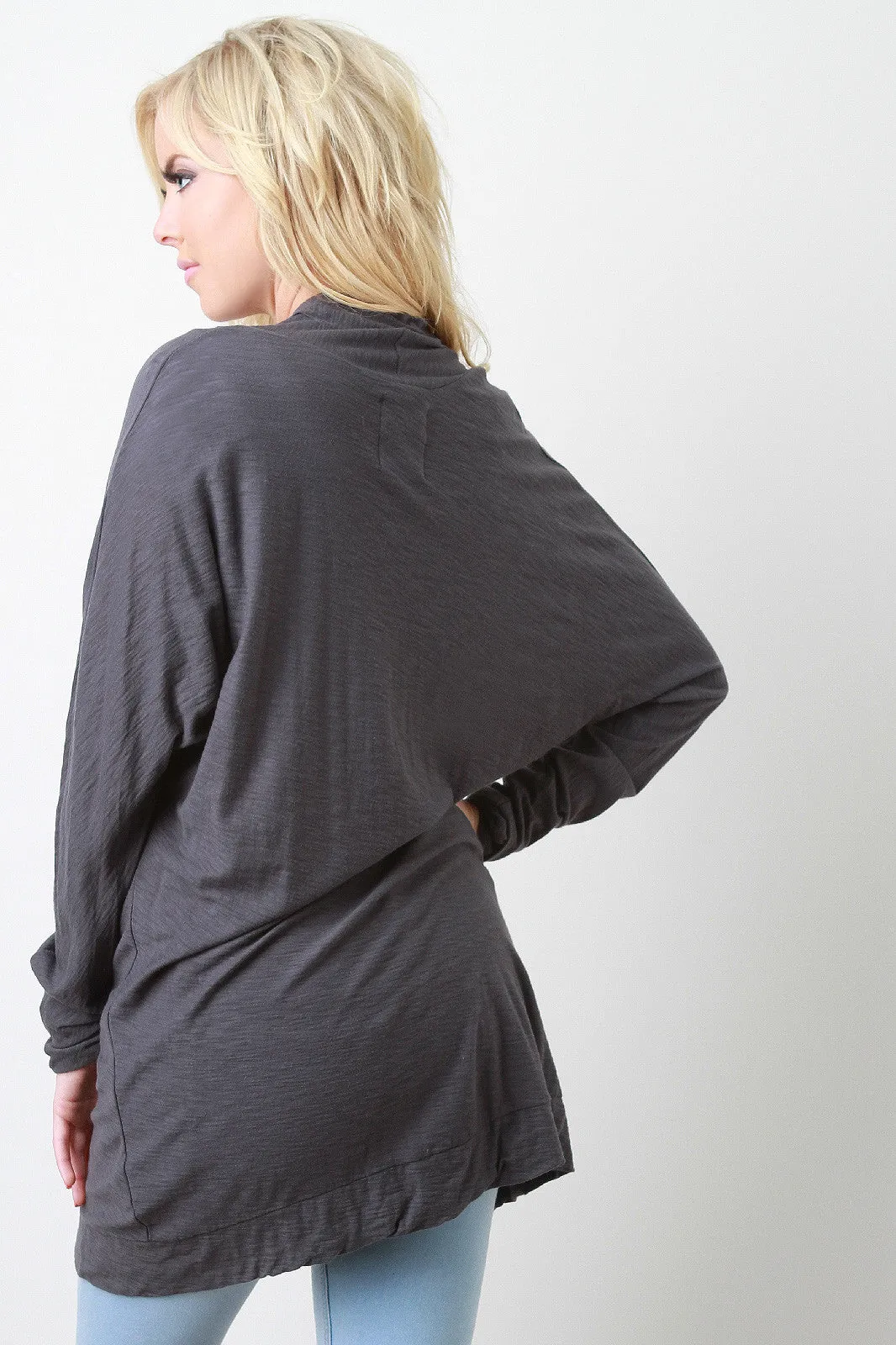 Tie Front Slub Jersey Cardigan