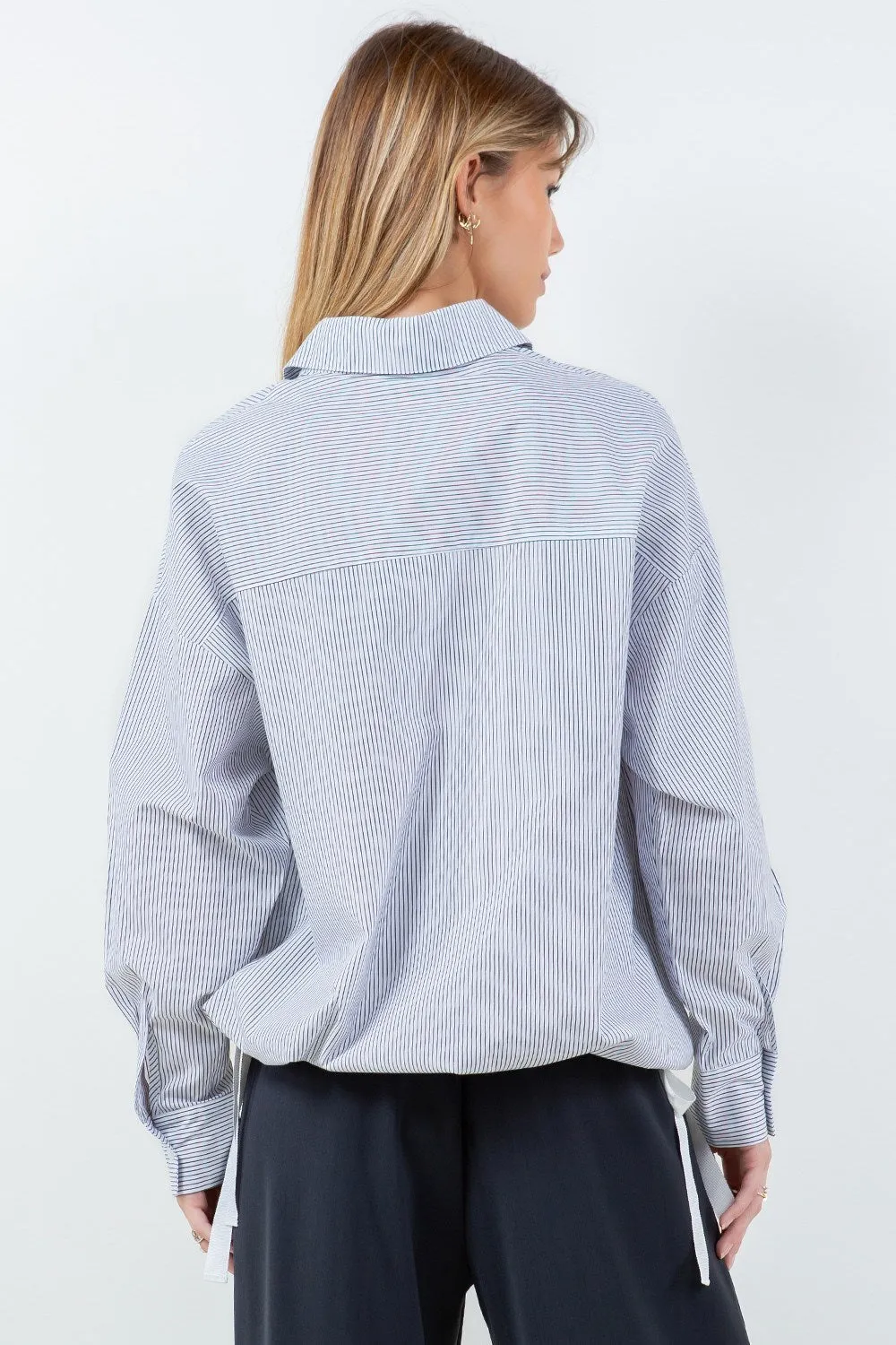 Tie Hem Detail Stripe Shirt