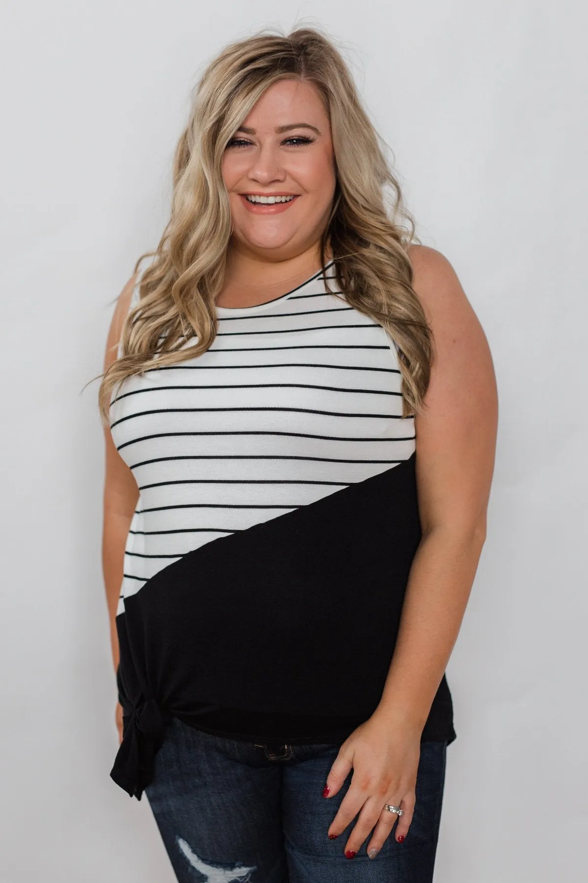 Time of Our Lives Striped Tank - Black & White