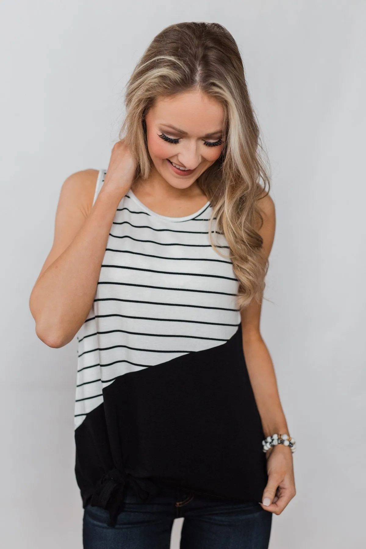 Time of Our Lives Striped Tank - Black & White