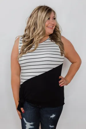 Time of Our Lives Striped Tank - Black & White