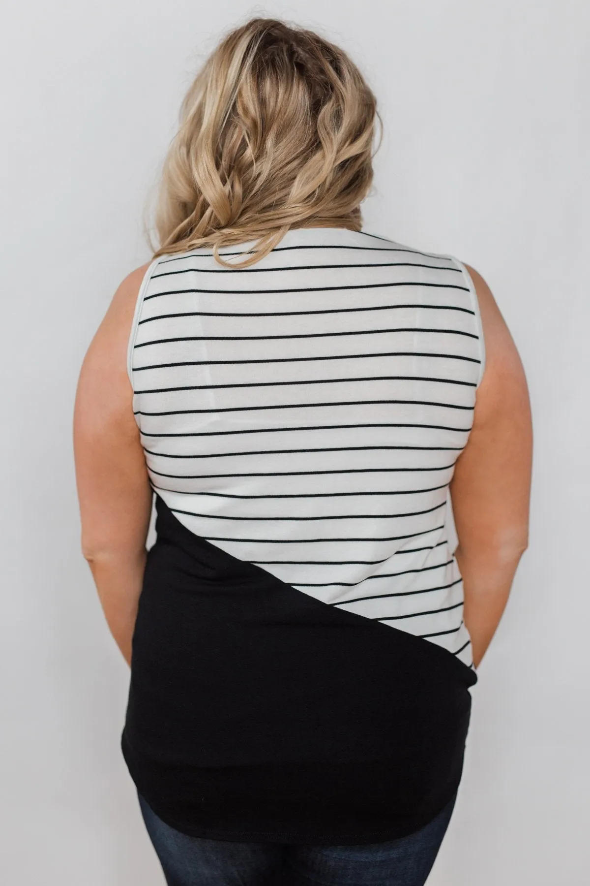 Time of Our Lives Striped Tank - Black & White