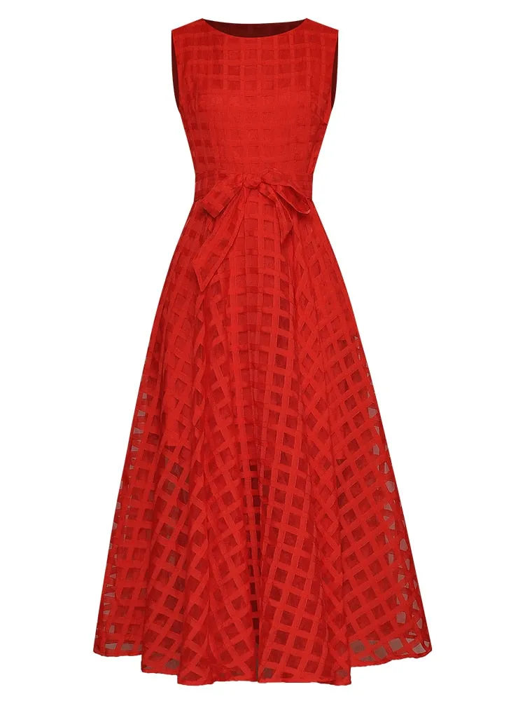 Toni Lace up Plaid Ball Dress