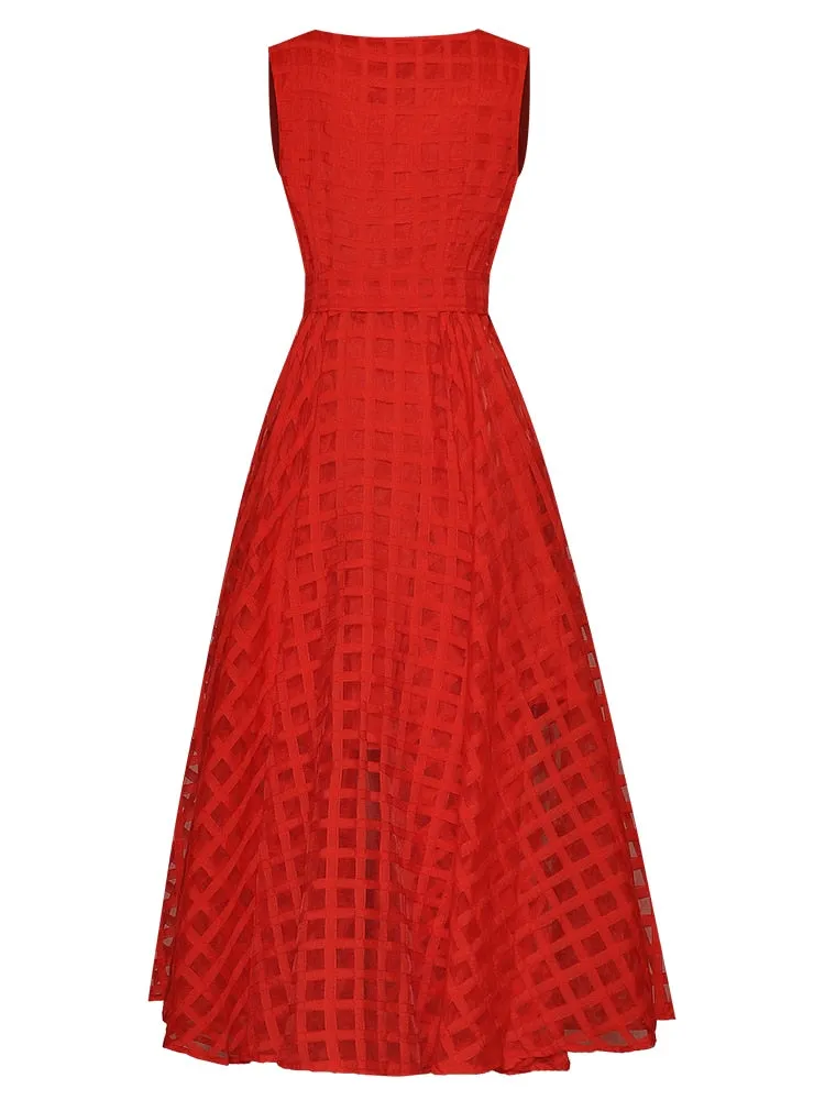 Toni Lace up Plaid Ball Dress