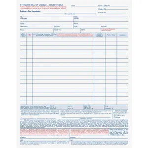 TOPS Bill-of-Lading Snap off 4-part Form Sets
