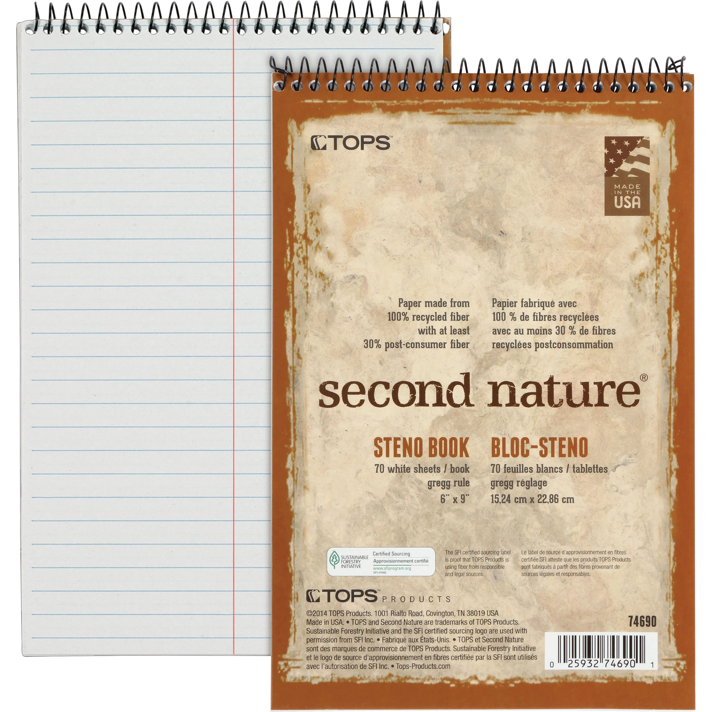 TOPS Second Nature Spiral Steno Notebook