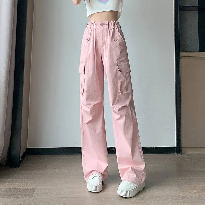 Trendy Low-Waisted Cargo Pant Featuring Whiskering and Flap Pockets