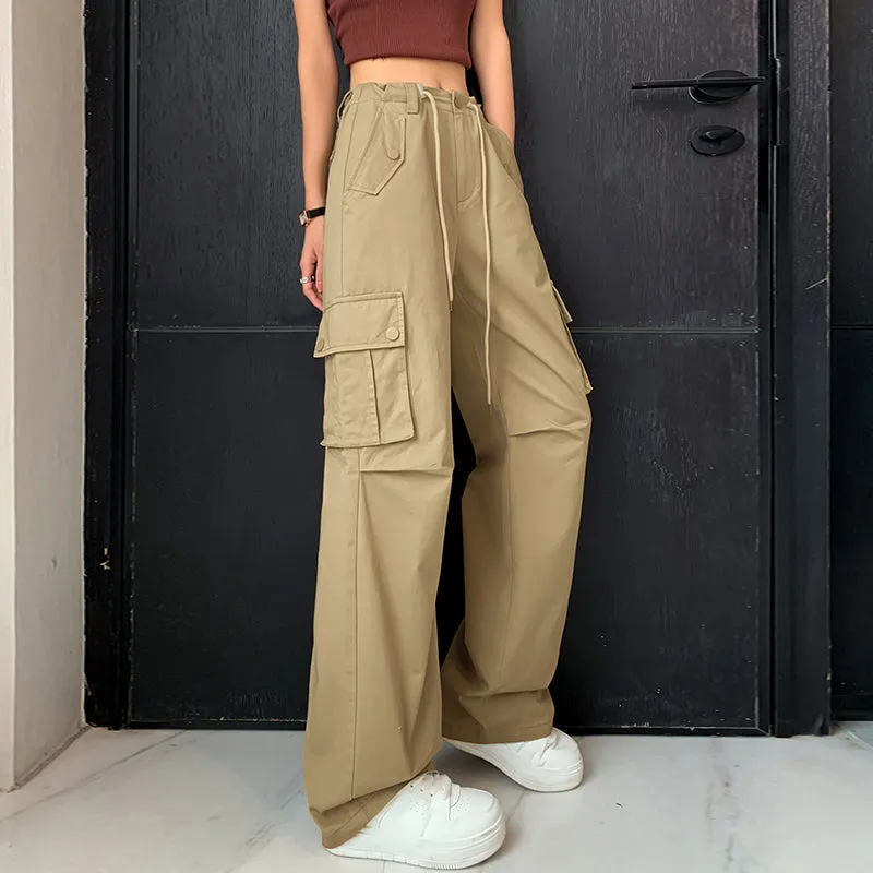 Trendy Low-Waisted Cargo Pant Featuring Whiskering and Flap Pockets