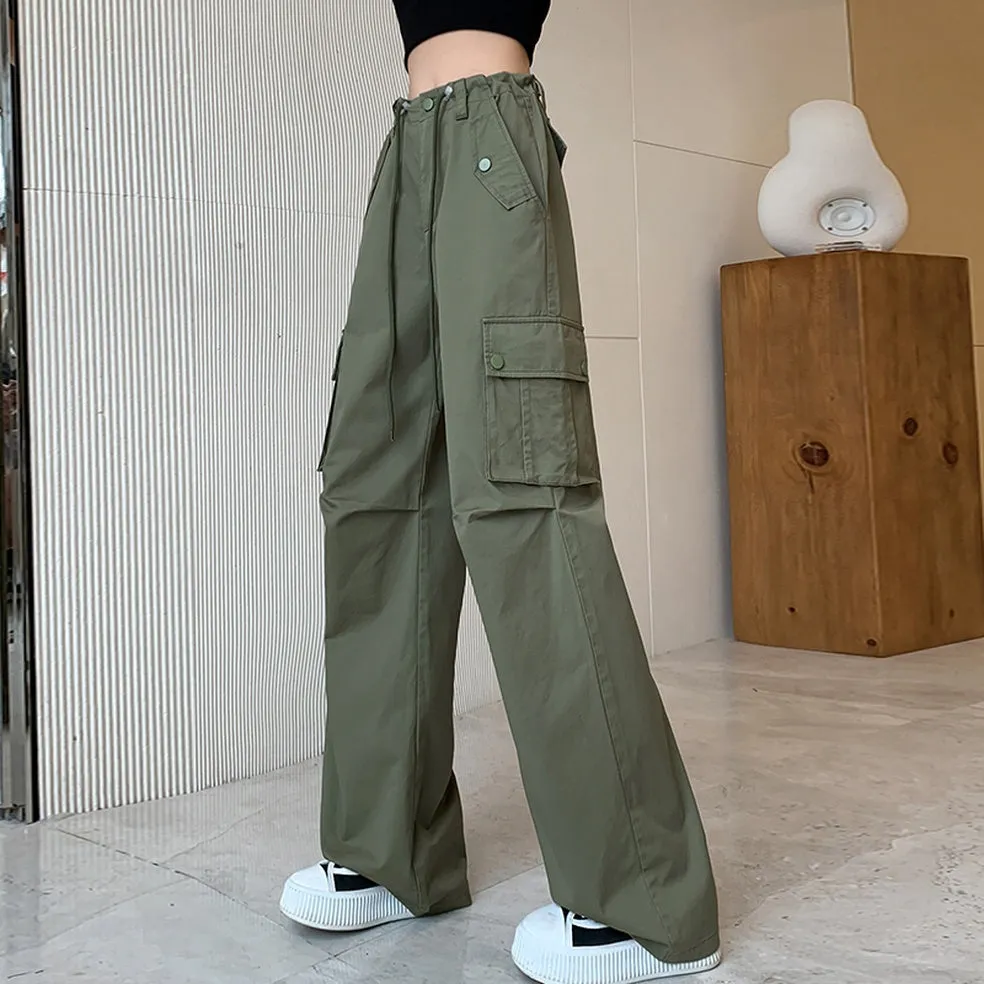 Trendy Low-Waisted Cargo Pant Featuring Whiskering and Flap Pockets