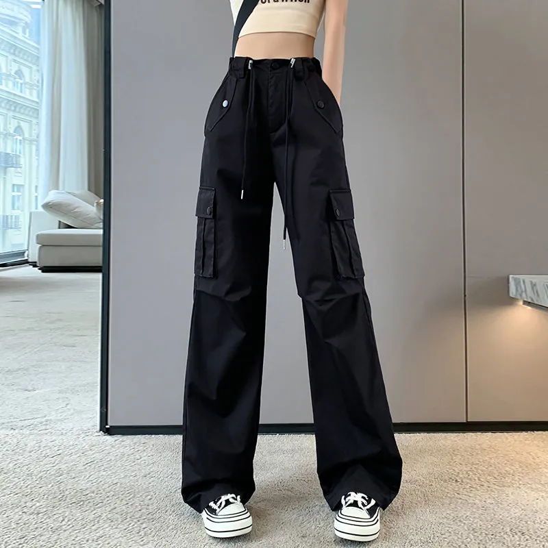 Trendy Low-Waisted Cargo Pant Featuring Whiskering and Flap Pockets