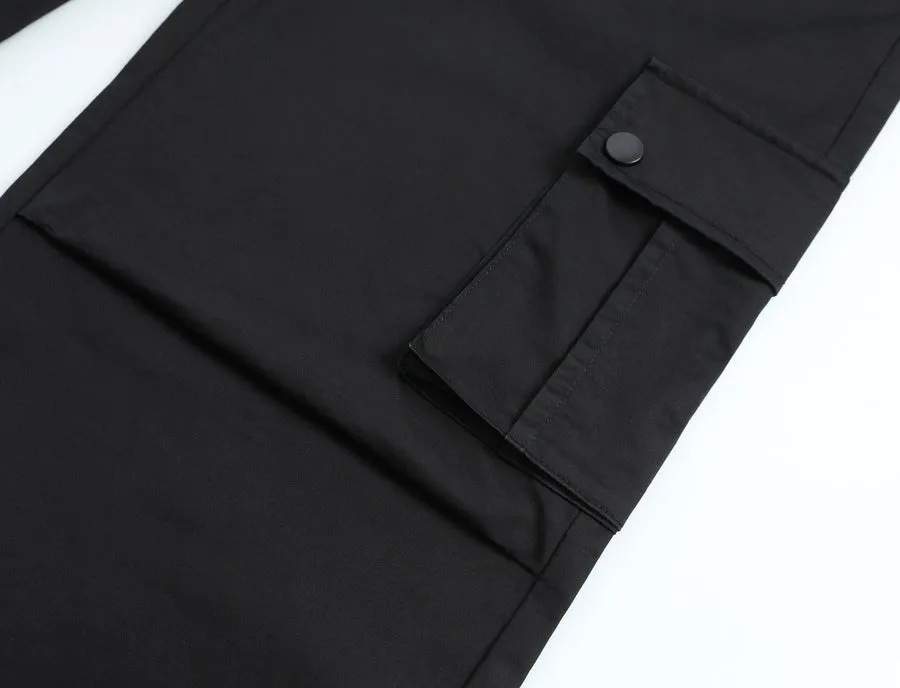 Trendy Low-Waisted Cargo Pant Featuring Whiskering and Flap Pockets