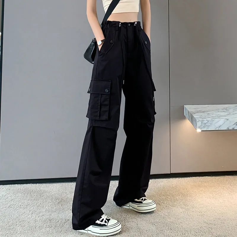 Trendy Low-Waisted Cargo Pant Featuring Whiskering and Flap Pockets