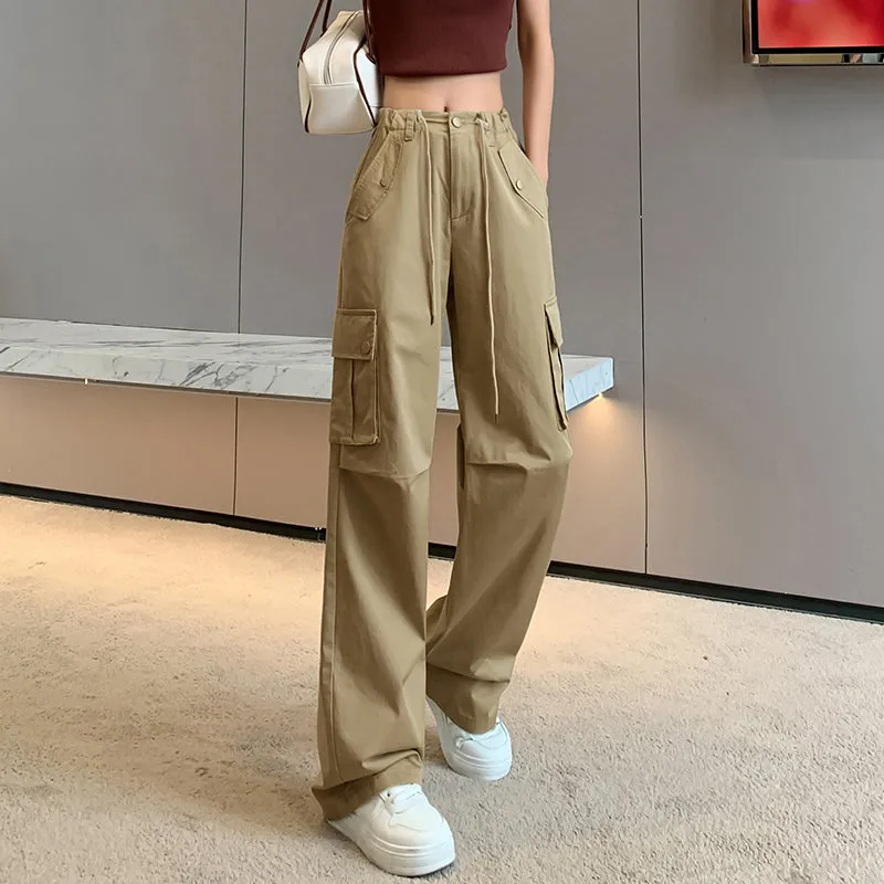 Trendy Low-Waisted Cargo Pant Featuring Whiskering and Flap Pockets