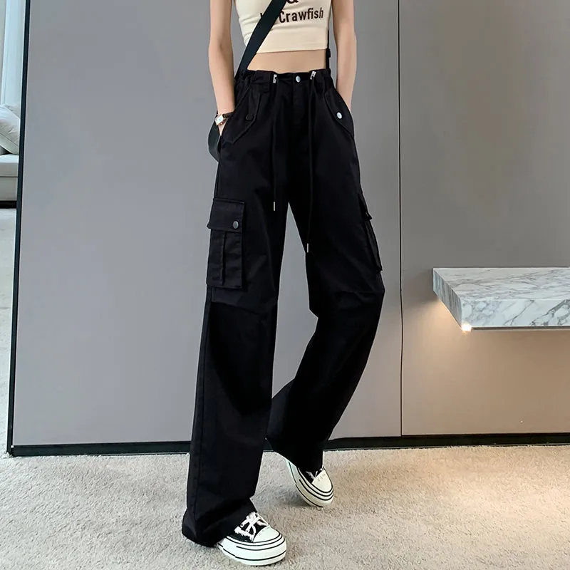 Trendy Low-Waisted Cargo Pant Featuring Whiskering and Flap Pockets