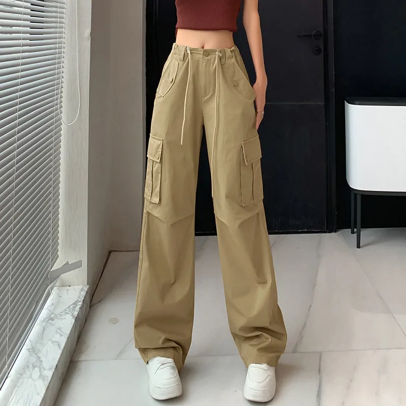Trendy Low-Waisted Cargo Pant Featuring Whiskering and Flap Pockets