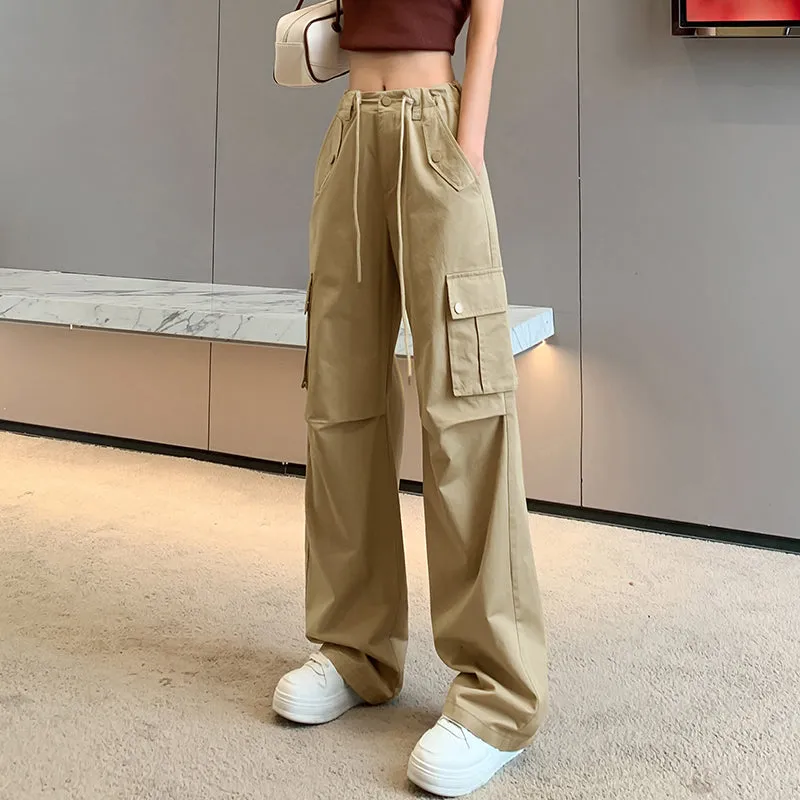 Trendy Low-Waisted Cargo Pant Featuring Whiskering and Flap Pockets