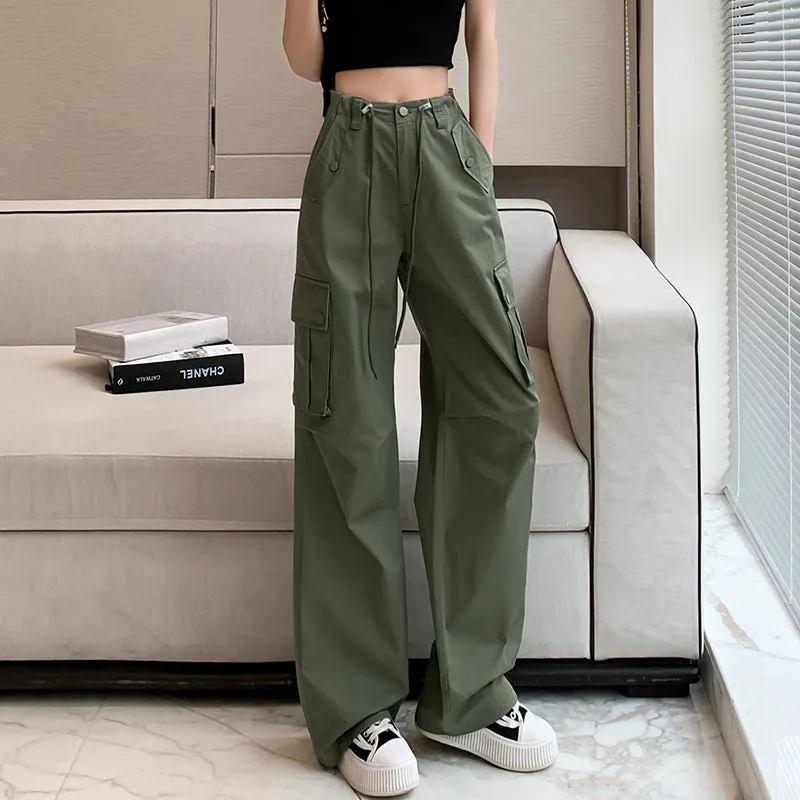 Trendy Low-Waisted Cargo Pant Featuring Whiskering and Flap Pockets
