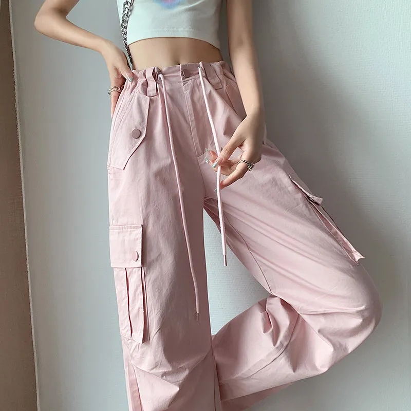 Trendy Low-Waisted Cargo Pant Featuring Whiskering and Flap Pockets