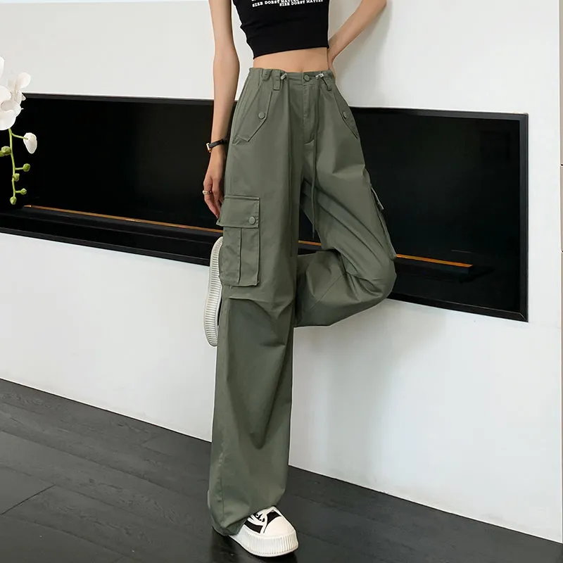 Trendy Low-Waisted Cargo Pant Featuring Whiskering and Flap Pockets