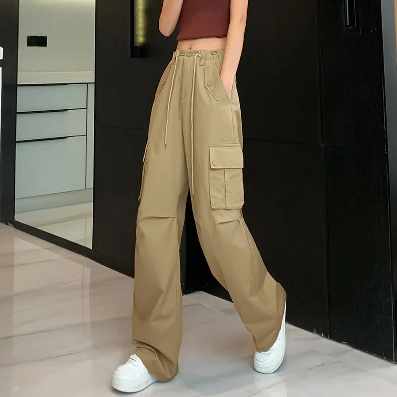 Trendy Low-Waisted Cargo Pant Featuring Whiskering and Flap Pockets