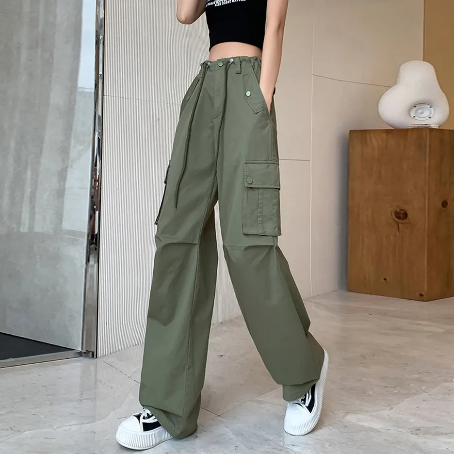Trendy Low-Waisted Cargo Pant Featuring Whiskering and Flap Pockets