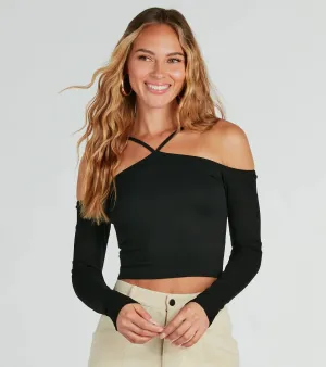 Trendy Perfection Halter Off-The-Shoulder Top