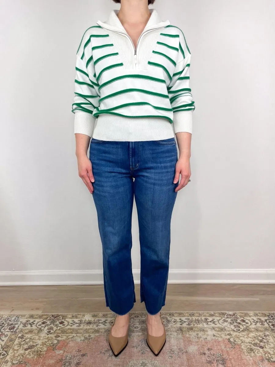Troyer Sweater Stripes in Cream/Green