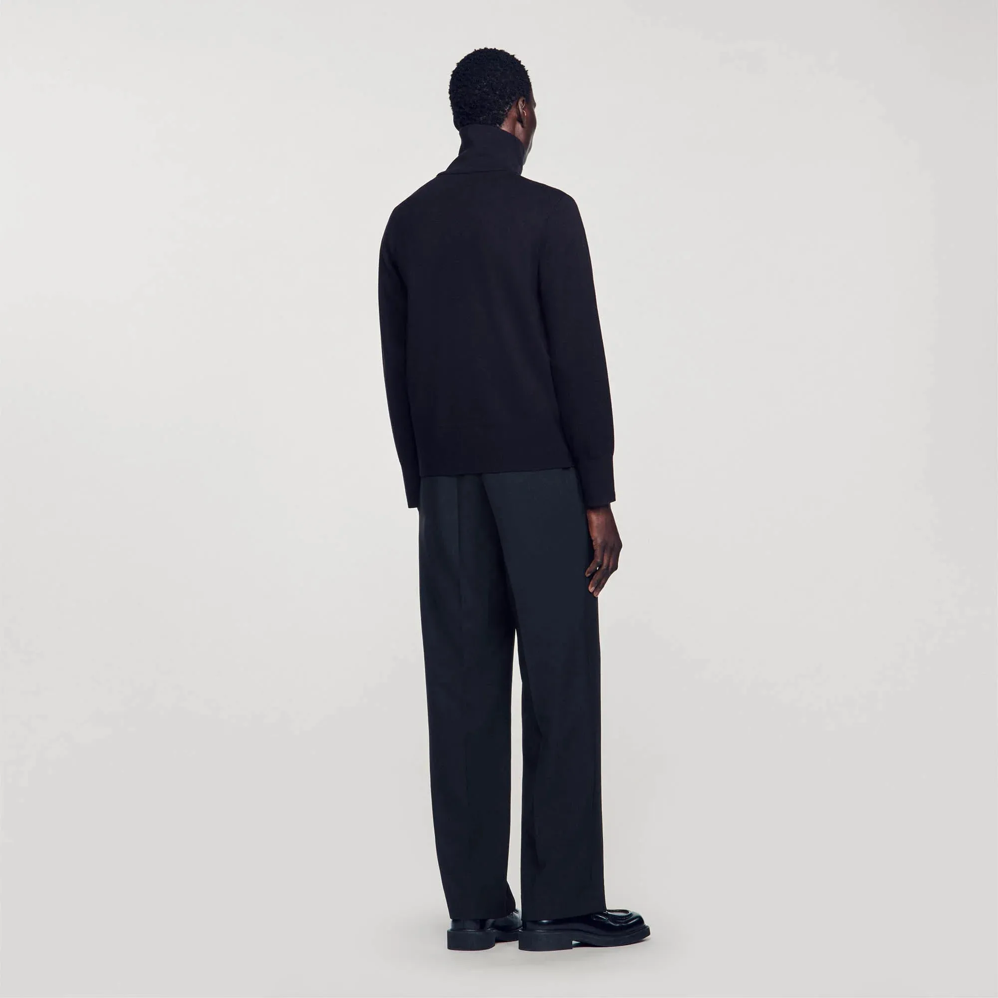Trucker Cardigan Zip-Up Wool Cardigan Navy Blue