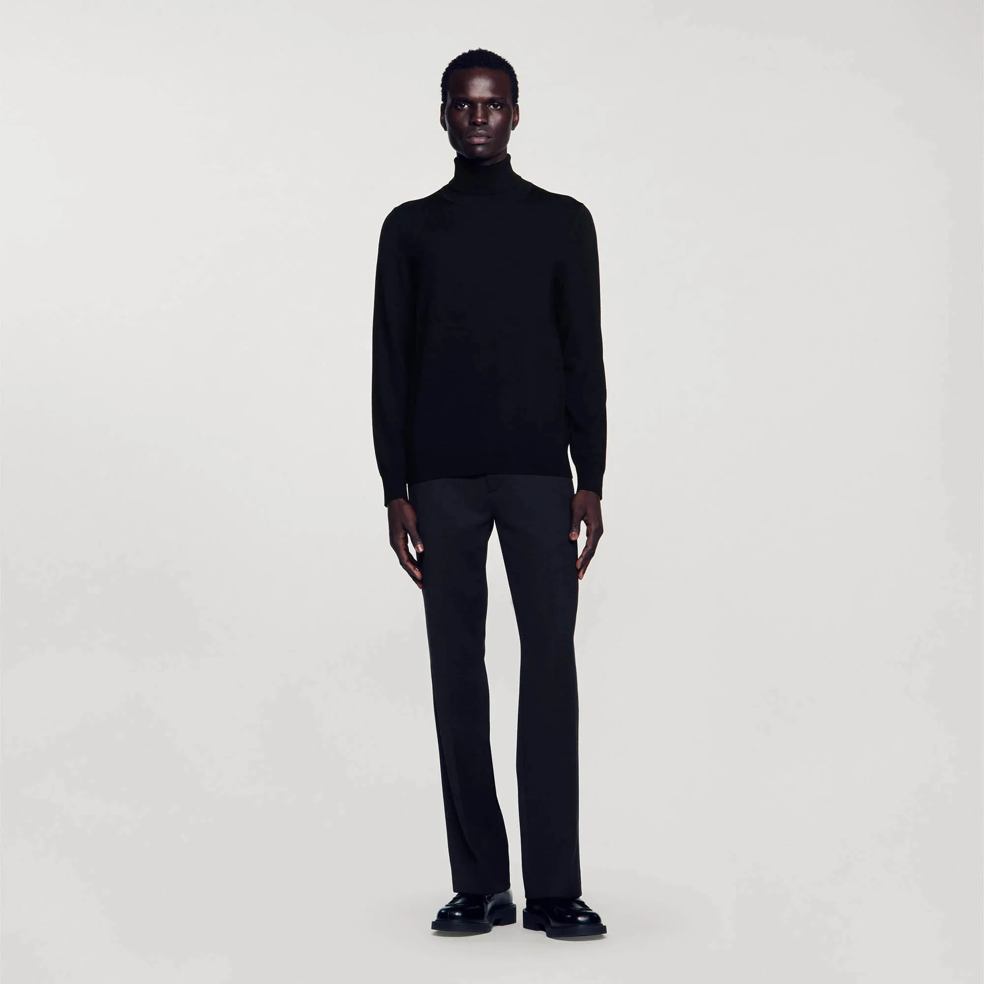 Turtleneck Roll Neck Wool Sweater Black