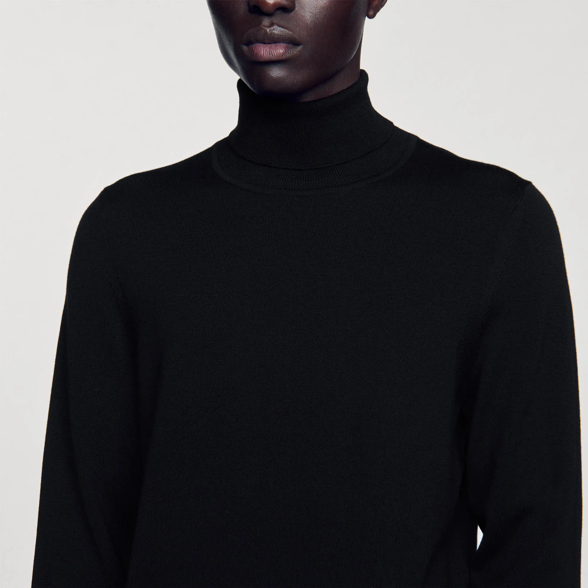 Turtleneck Roll Neck Wool Sweater Black