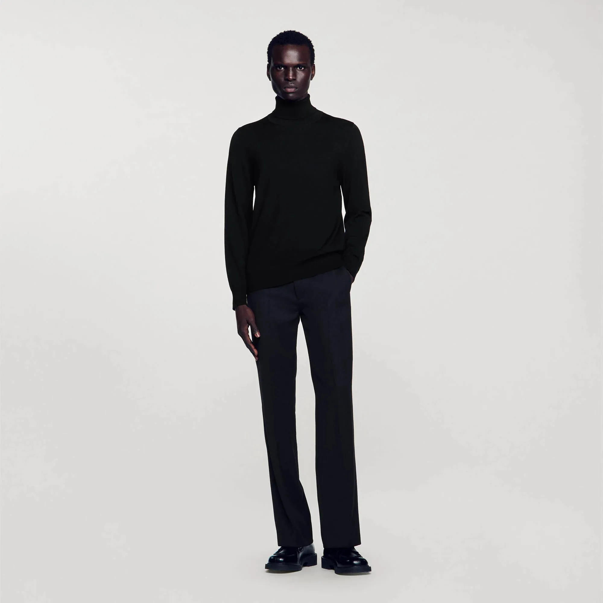 Turtleneck Roll Neck Wool Sweater Black