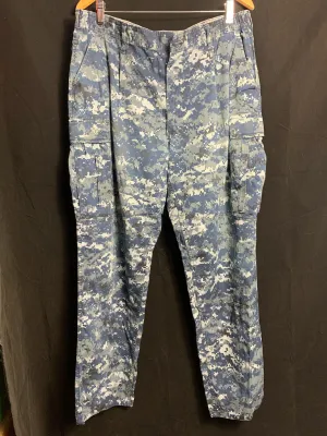 US Navy Camouflage Cargo Pants Men's Blue Digital Trousers - Large - Regular 39"