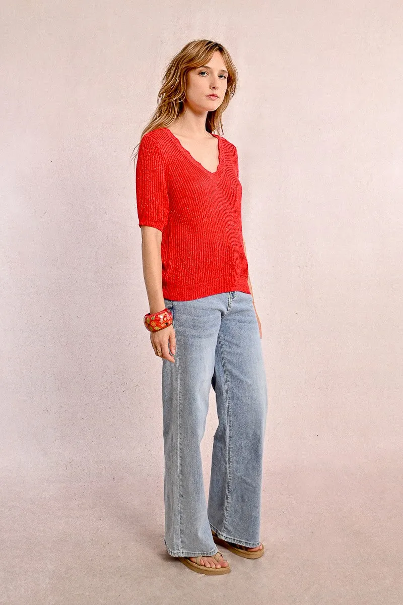 V-NECK KNIT SWEATER