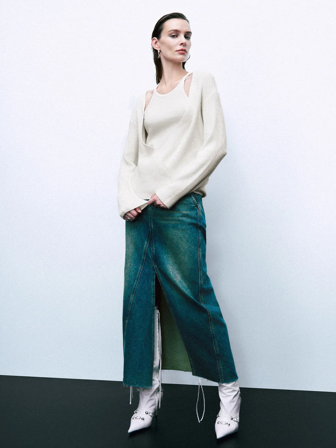 V-Neck Knitted Cardigans