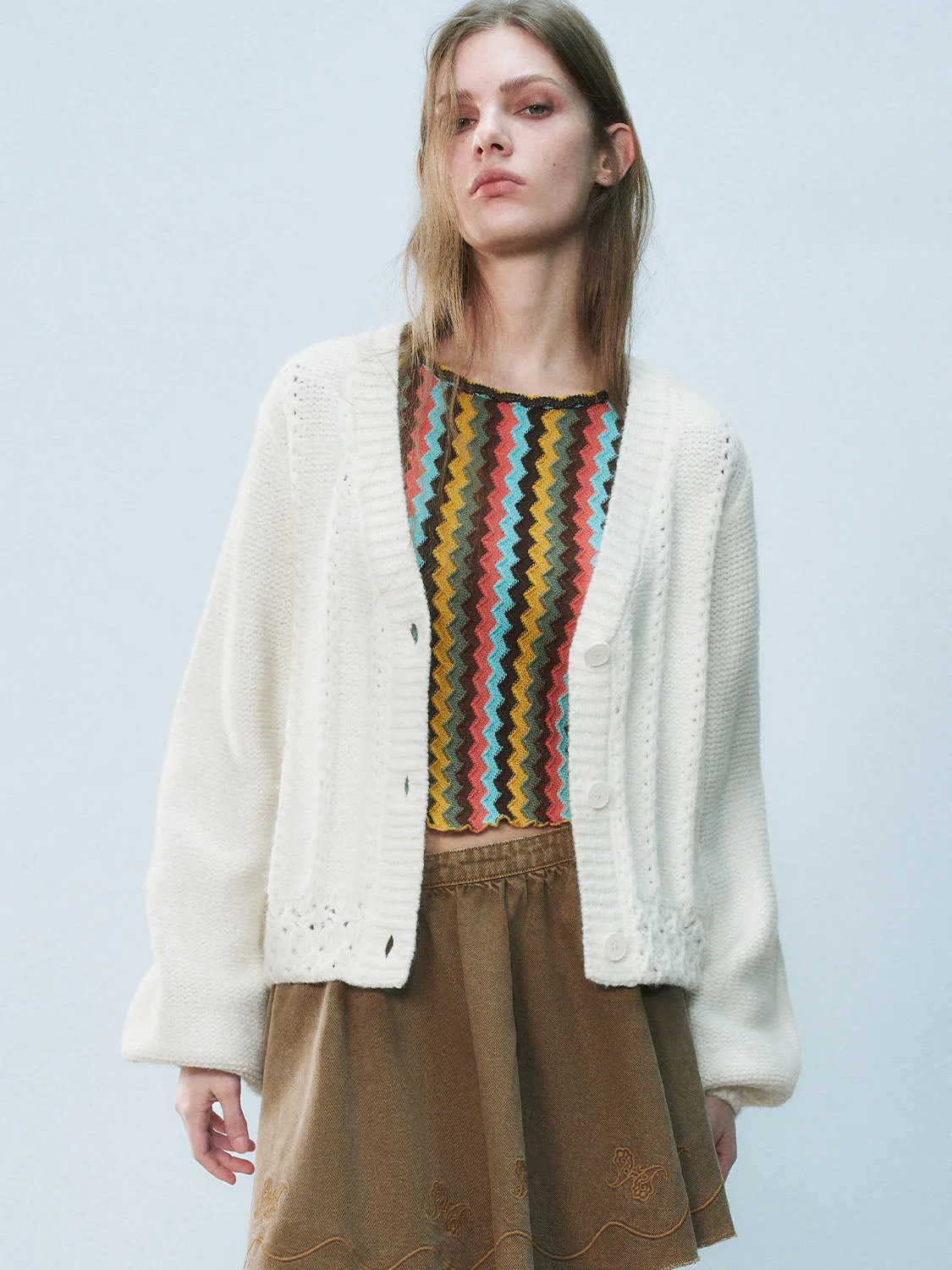V-Neck Knitted Cardigans