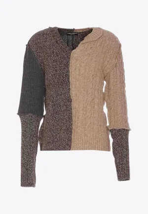 V-neck Patchwork Sweater