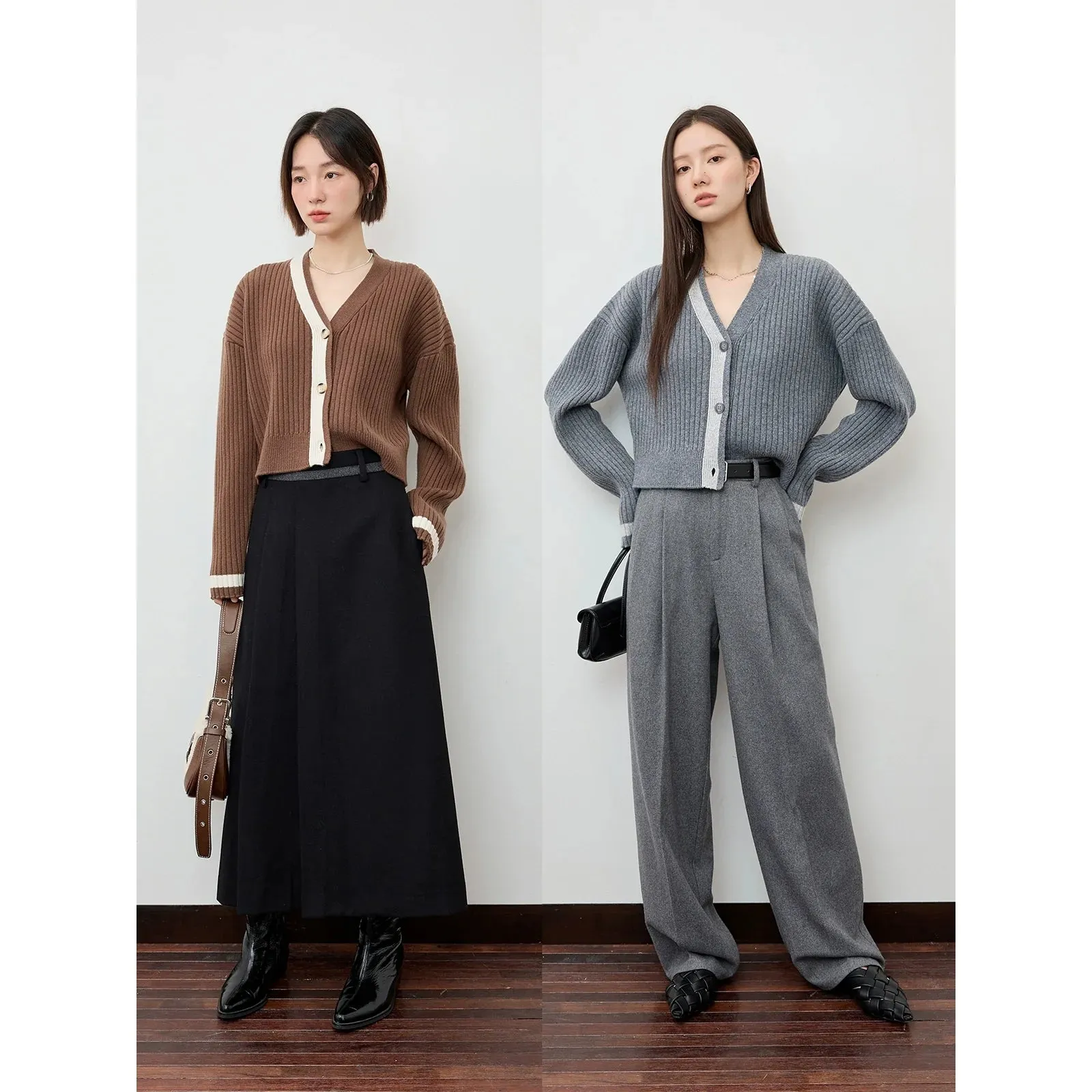 V-Neck Ribbed Cardigan