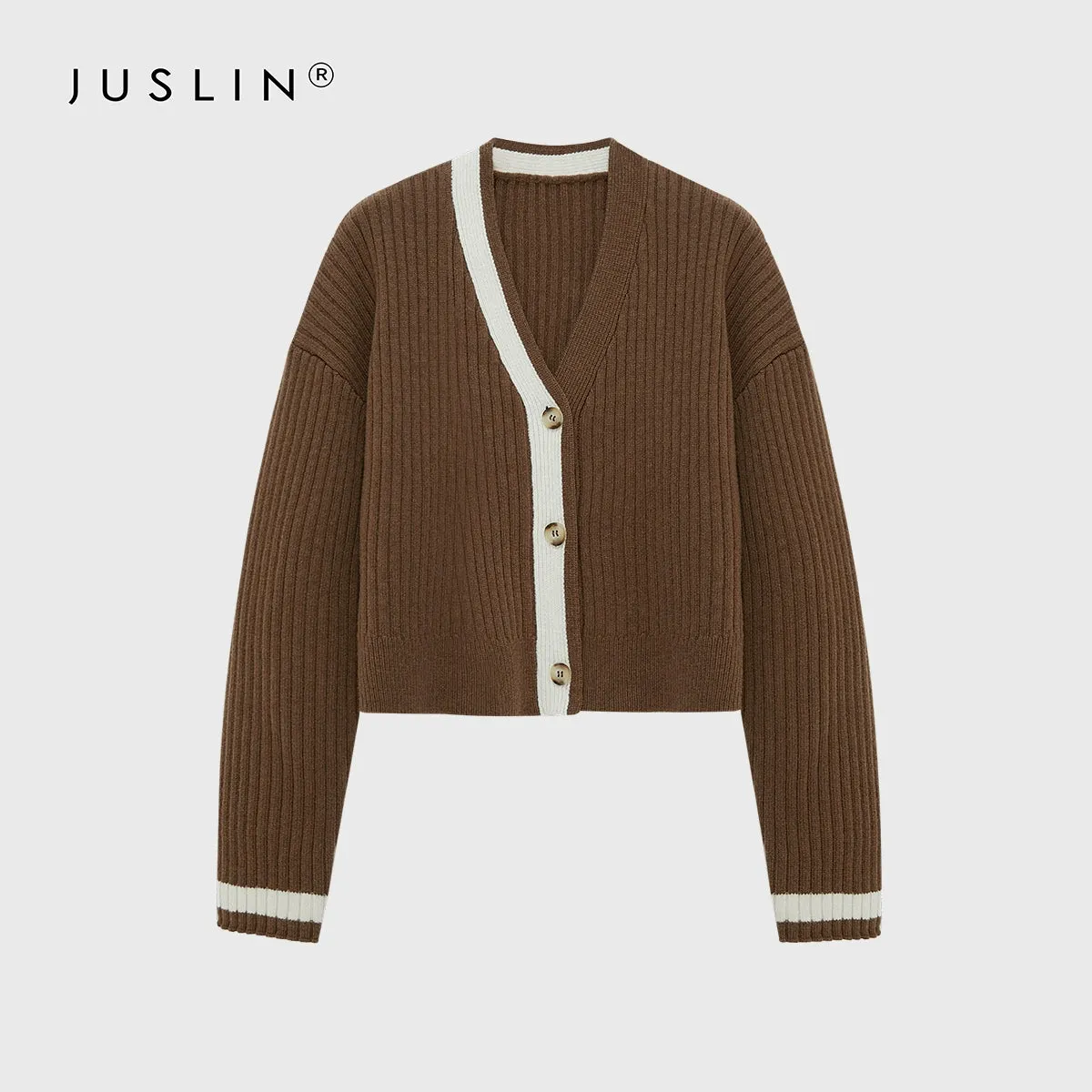V-Neck Ribbed Cardigan