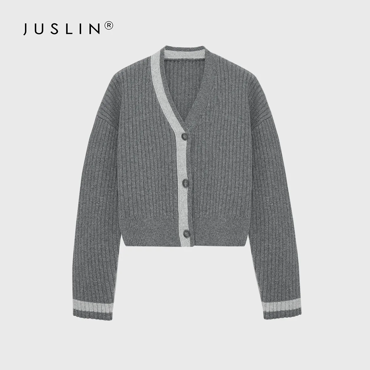 V-Neck Ribbed Cardigan