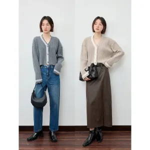 V-Neck Ribbed Cardigan