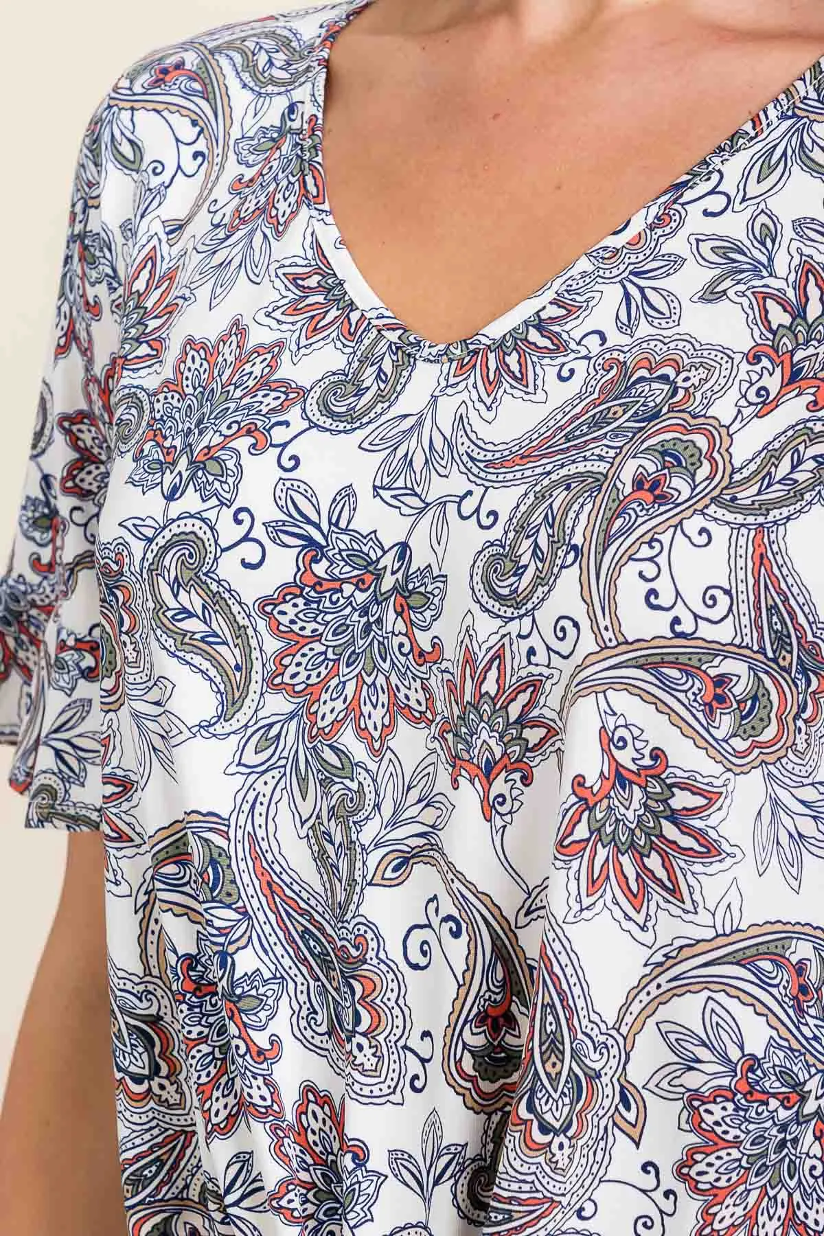 V NECK RUFFLE DETAIL TIE FRONT