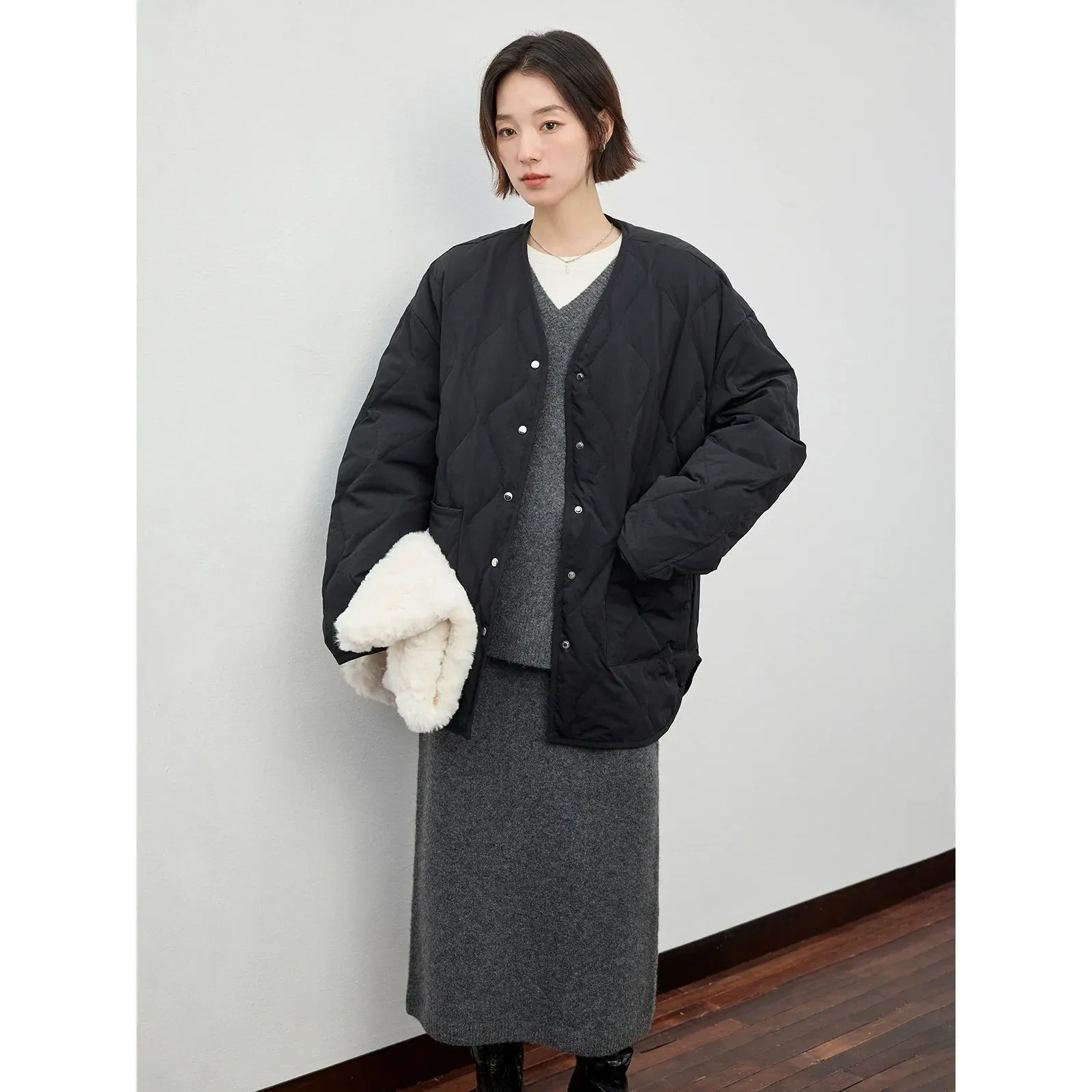 V-Neck Sweater and Skirt Set