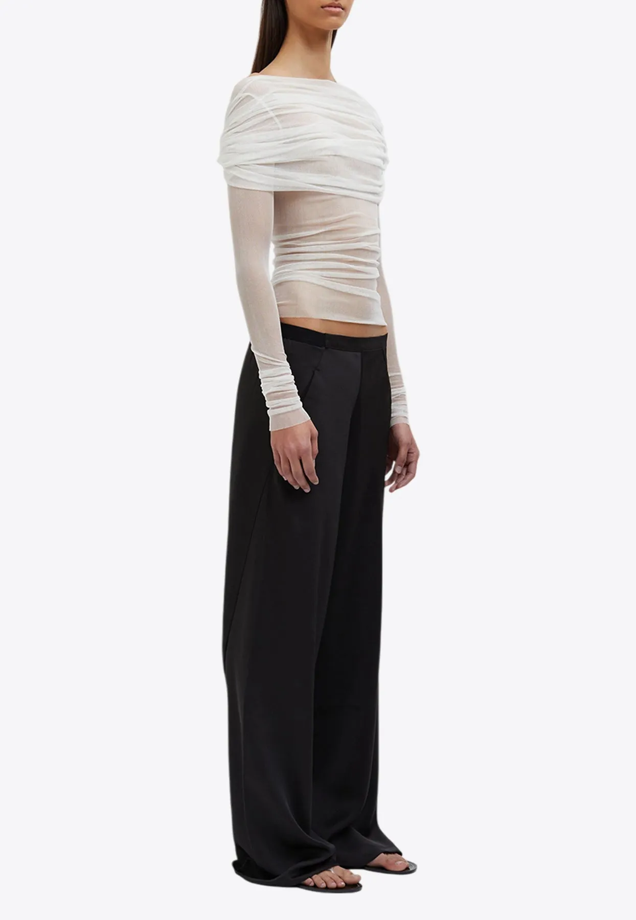 Veiled Off-Shoulder Sheer Top