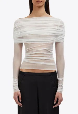 Veiled Off-Shoulder Sheer Top