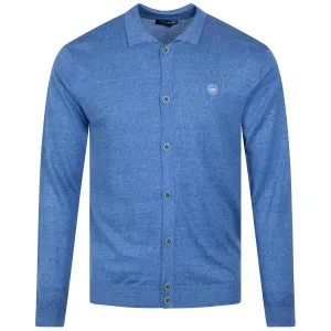 Villa Full-Button Cardigan Marina Blue