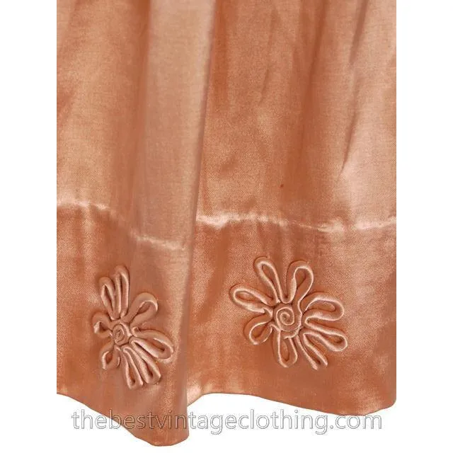 Vintage 1920s Dress Gold Silk Satin Fantastic Lace Collar Soutache Medium Downton Abbey S- M