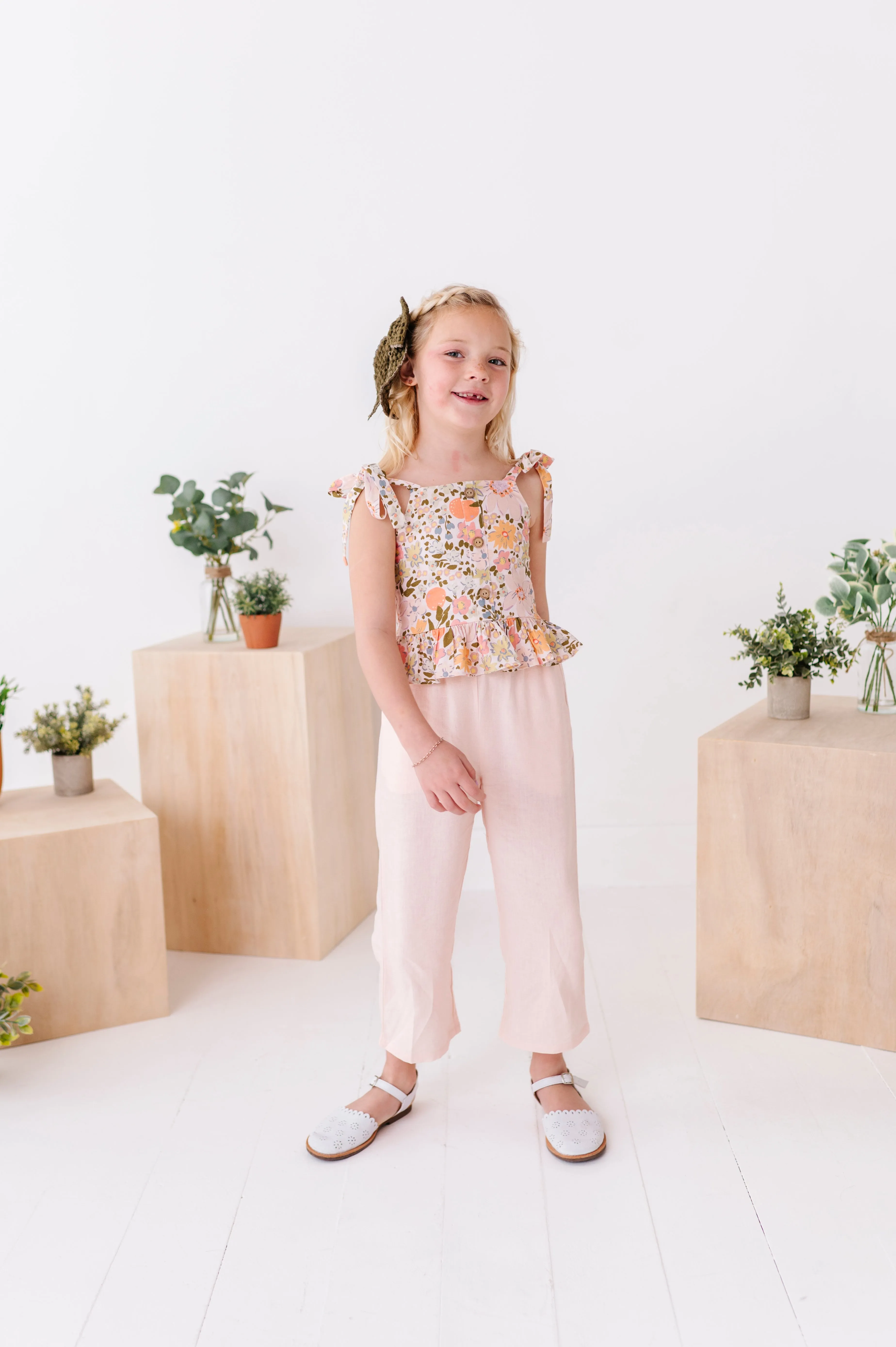 Vintage Blooms | Peplum   Crop Pants Set