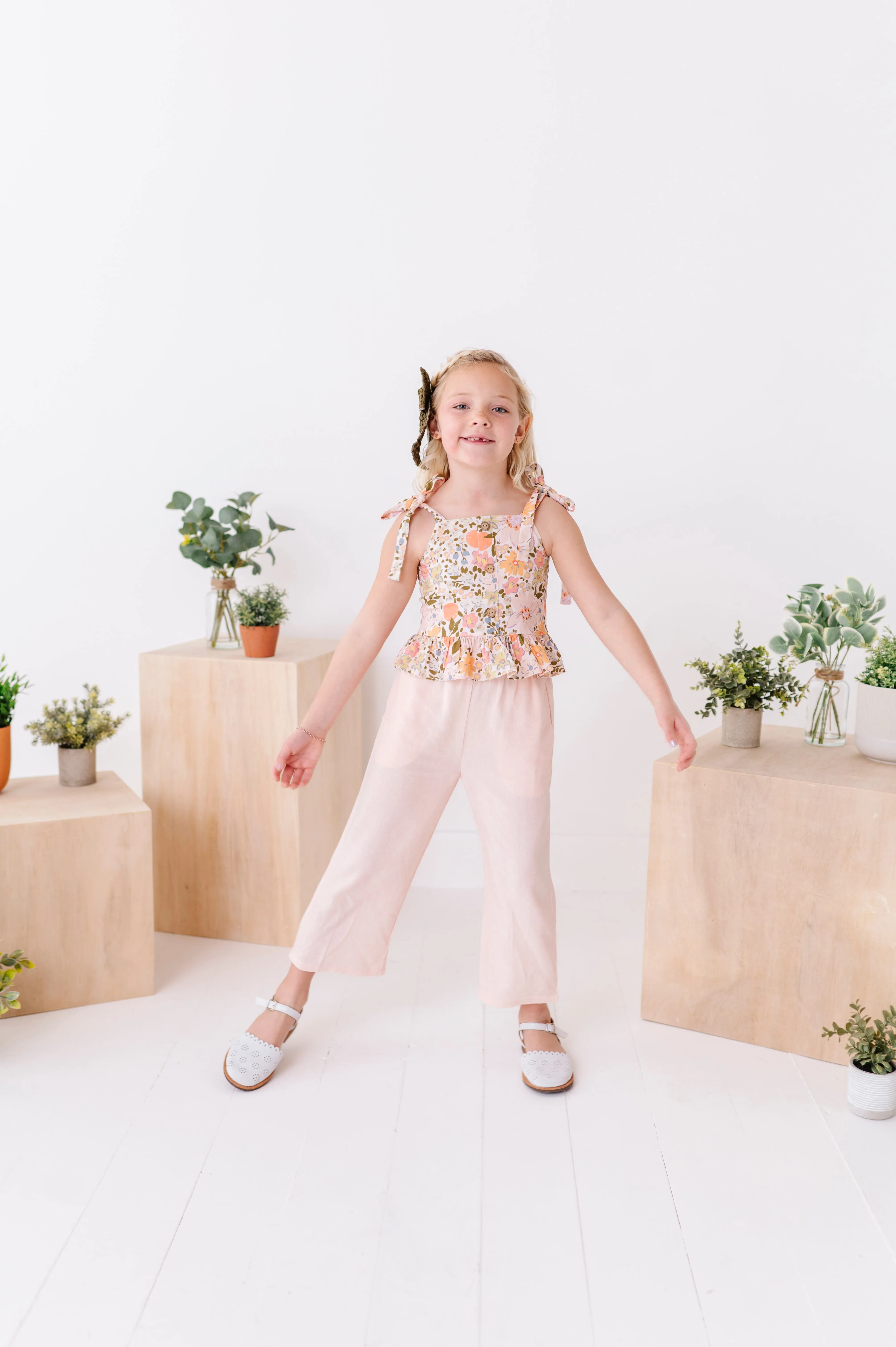 Vintage Blooms | Peplum   Crop Pants Set